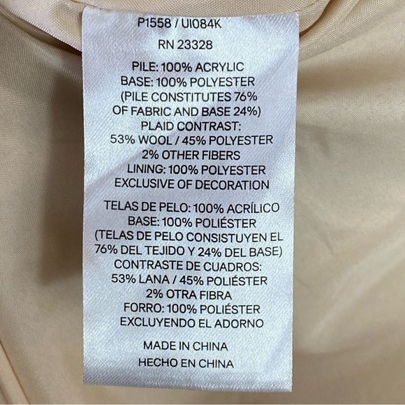 Pendleton Women’s Cream Blue Plaid Accent Fuzzy Full Zip Teddy Jacket XL - Picture 8 of 15